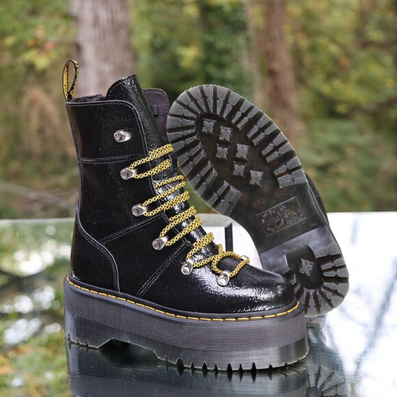 Dr Martens Ghilana Max Patent Leather Platform Boots - Picture 10 of 12